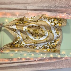 Women's Gold White Tan Roman Gladiator Grecian Faux Silk Scarf